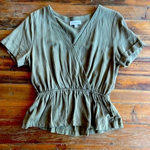 Olive Green Crossover Peplum Top